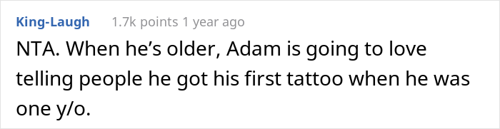 Comment on "mom gives son medical tattoo," highlighting Adam's future story.