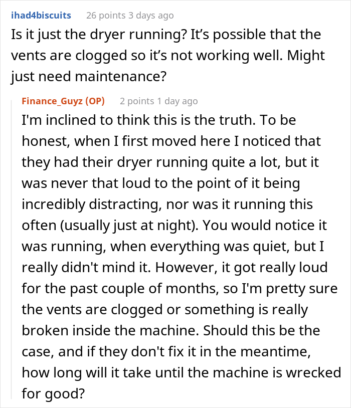 "It Is Driving Me Insane": Person Asks Neighbors To Stop Running Loud Dryer At Night So They Can Sleep, They Start Running It All Day Every Day Instead