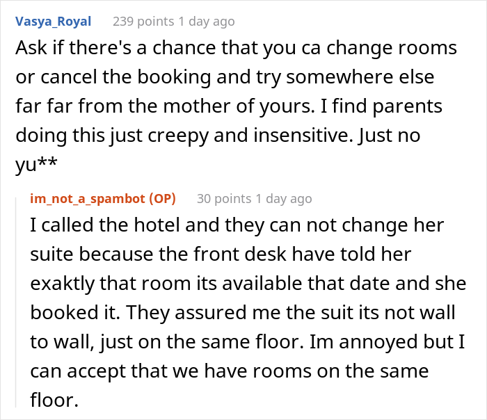 Mother Decides To Book A Room Right Next To Her Daughter&rsquo;s Honeymoon Suite, Drama Ensues