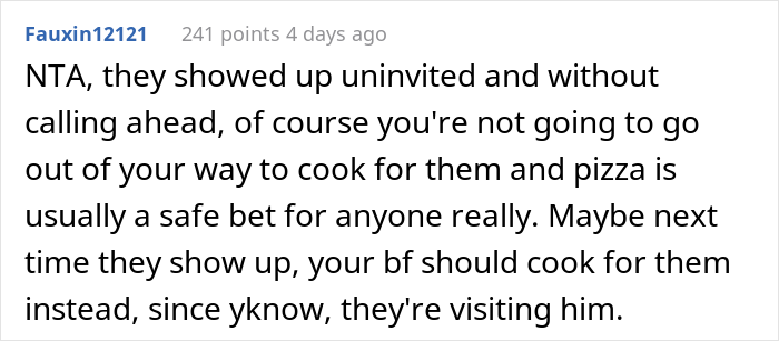"Am I The Jerk For Serving My Boyfriend's Parents Pizza For Dinner?" "Am I The Jerk For Serving My Boyfriend's Parents Pizza For Dinner?"