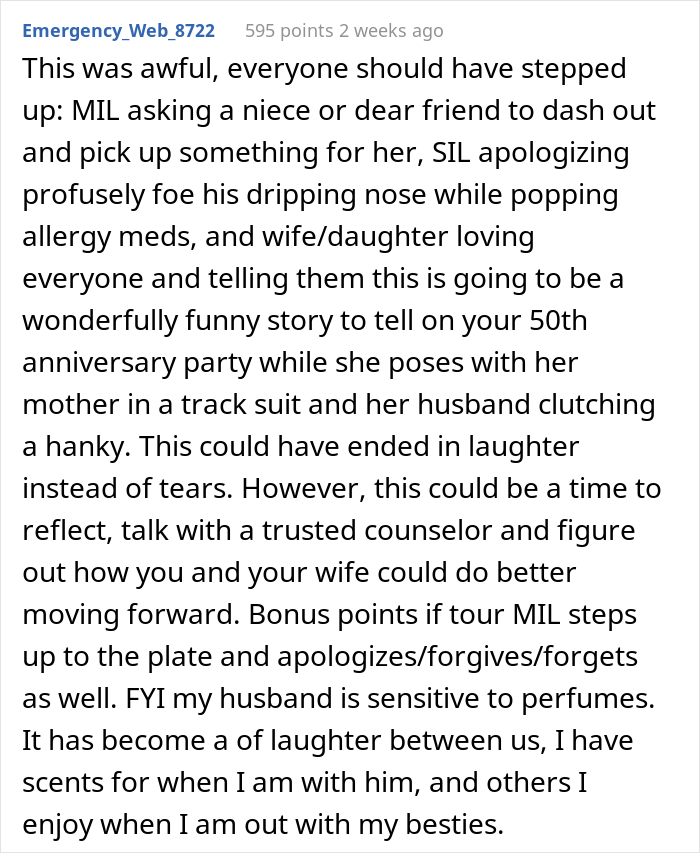 "Am I The Jerk For Asking My MIL To Leave Our Wedding Because Her Perfume Was Bothering Me?"