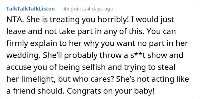 Bride Doesn't Want Her Best Friend In Wedding Photos Because Her "Bump Would Be Too Distracting", She Drops Out