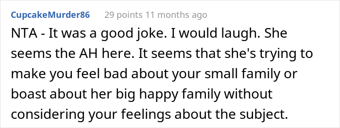 Woman Doesn't Stop Annoying Reminders About Her Own Huge Family To A Friend Whose Many Relatives Passed Away, Gets A Morbid Joke In Return