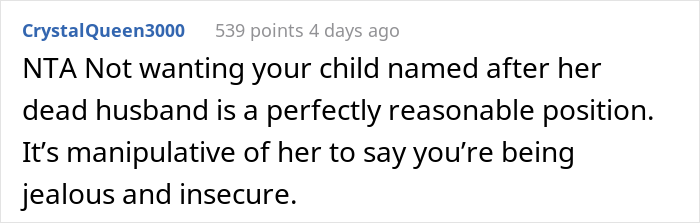 &ldquo;[Am I A Jerk] For Telling My Wife I Don&rsquo;t Want To Name Our Child After Her Late Husband?&rdquo;