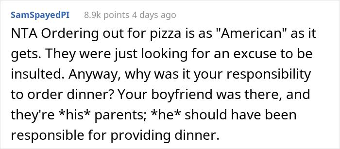 "Am I The Jerk For Serving My Boyfriend's Parents Pizza For Dinner?" "Am I The Jerk For Serving My Boyfriend's Parents Pizza For Dinner?"