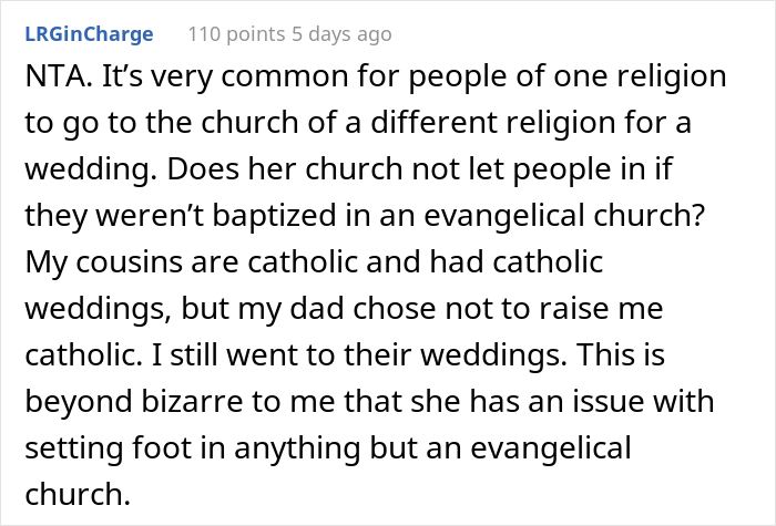 Evangelical Sister Gets Crossed Out From The Wedding Guest List After She Gets Into Religious Argument With Catholic Bride