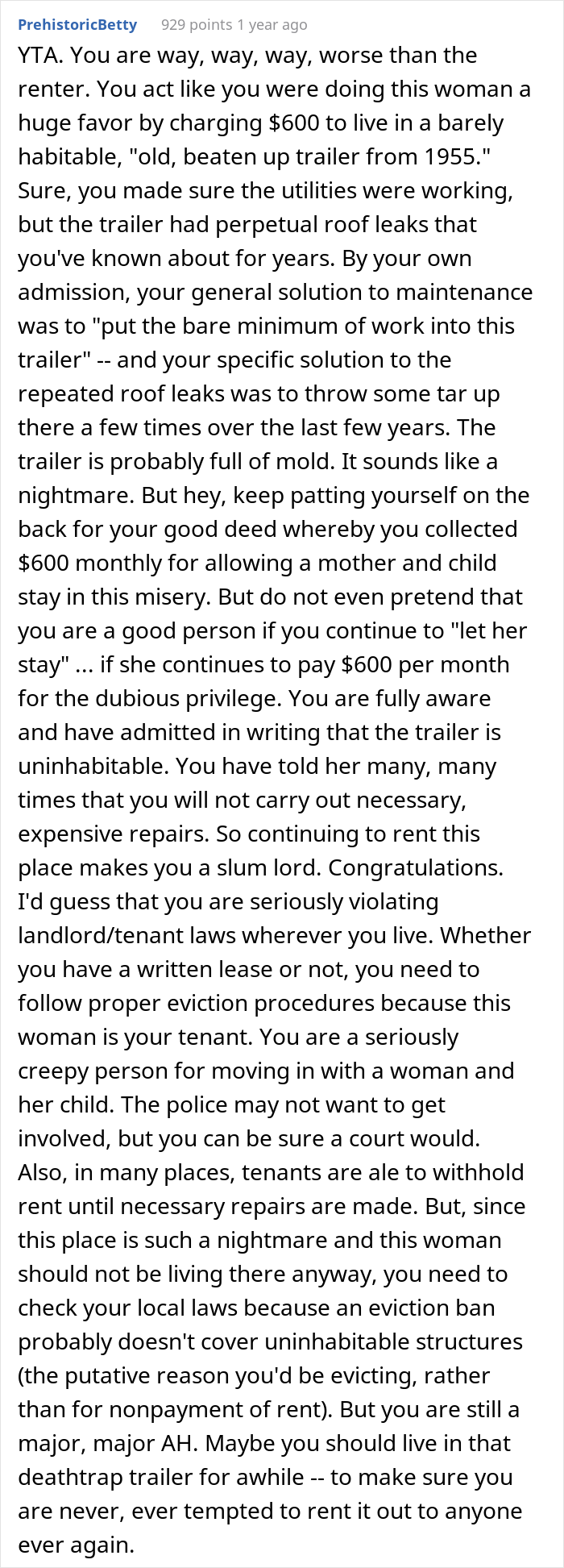 Unpaying Tenant Doesn&rsquo;t Want To Leave Her Trailer So The Landlord Decides To &ldquo;Move In&rdquo; To Make Her Leave