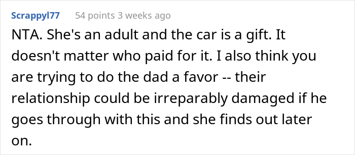 Stepmom Asks If She Should Tell Stepdaughter That Her Dad Installed A Tracking Device In A Car He Gifted Her