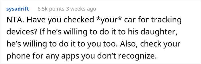 Stepmom Asks If She Should Tell Stepdaughter That Her Dad Installed A Tracking Device In A Car He Gifted Her