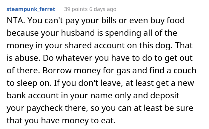 Woman Asks If She Is Being Selfish For Wanting Her Husband&rsquo;s Dog Gone When It Ate Her Food She Got For The First Time In 2 Days