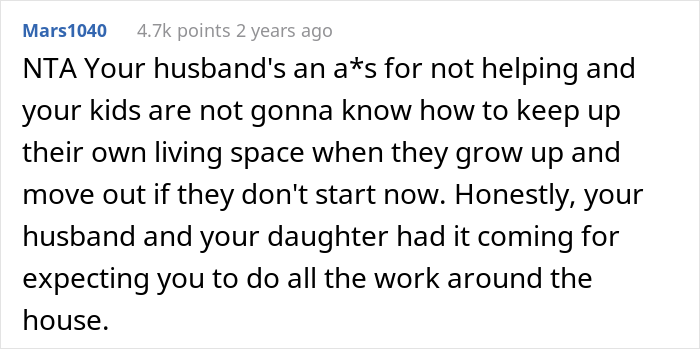 Mother Sets An Ultimatum To Her Family After They Refuse To Help Her Do The Chores, Gets Slammed For This Mother Sets An Ultimatum To Her Family After They Refuse To Help Her Do The Chores, Gets Slammed For This