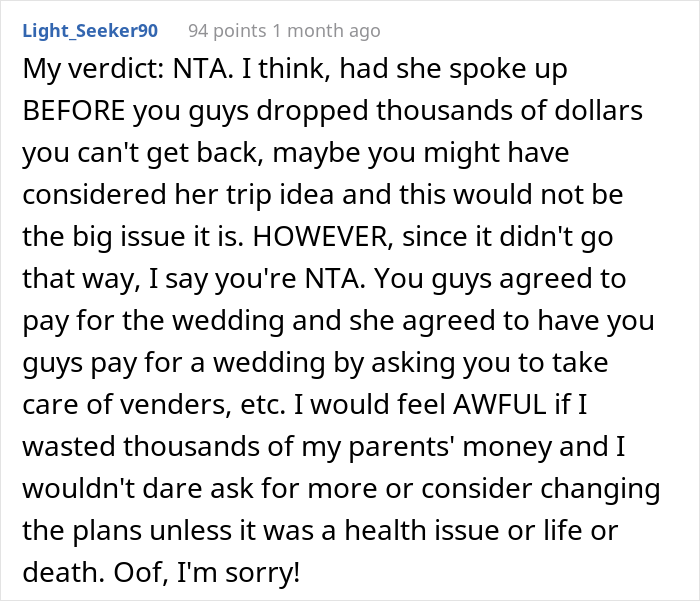 &ldquo;AITA For Not Paying For My Daughter&rsquo;s Honeymoon After She Canceled Her Wedding?&rdquo;