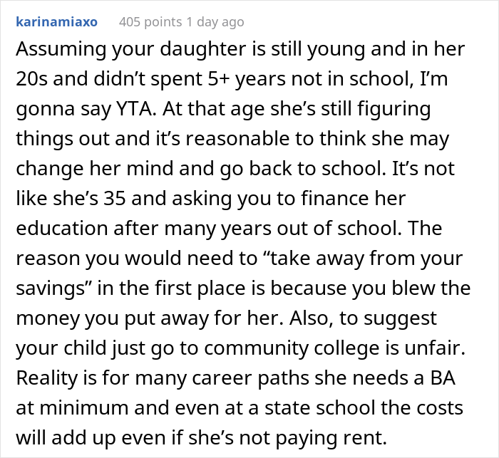 20 Y.O. Decided To Go Back To College, Found Out That Her Parents Spent All 30K They Saved Up For Her Education To Remodel Their Kitchen