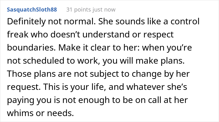 &ldquo;My Boss Implied That I Need Her Permission To Do Things On My Days Off&rdquo;