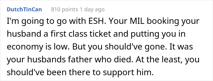"He Was Crying The Whole Ride To The Airport": Husband Calls Wife Pathetic And Cruel After She Skipped FIL's Funeral Because MIL Bought Her An Economy Ticket "He Was Crying The Whole Ride To The Airport": Husband Calls Wife Pathetic And Cruel After She Skipped FIL's Funeral Because MIL Bought Her An Economy Ticket