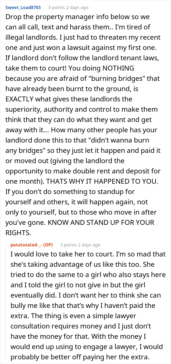 Landlord Keeps Annoying This Tenant After They Refused To Pay $30 Extra A Month For Staying At Home On Weekends