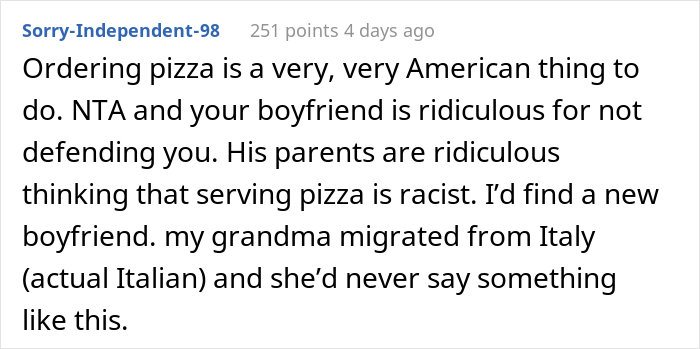 "Am I The Jerk For Serving My Boyfriend's Parents Pizza For Dinner?" "Am I The Jerk For Serving My Boyfriend's Parents Pizza For Dinner?"