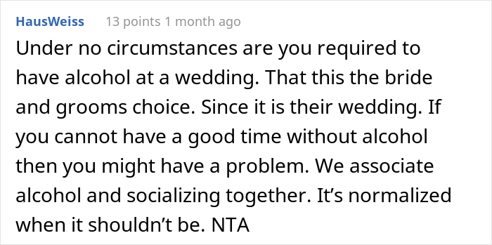 Woman Lashes Out At A Bride Who Decided Not To Serve Any Alcohol During The Wedding Because She Used To Be An Alcoholic Woman Lashes Out At A Bride Who Decided Not To Serve Any Alcohol During The Wedding Because She Used To Be An Alcoholic