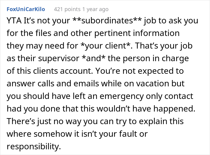 Company Loses A Client After Manager Takes Vacation And Doesn't Check Her Work Email Company Loses A Client After Manager Takes Vacation And Doesn't Check Her Work Email