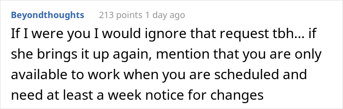 &ldquo;My Boss Implied That I Need Her Permission To Do Things On My Days Off&rdquo;