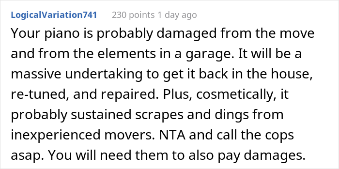 Woman Kicks Her Brother And SIL Out Of Her House After They Got Rid Of Her Piano, Threatens To Call The Police If It's Not Back In 2 Days