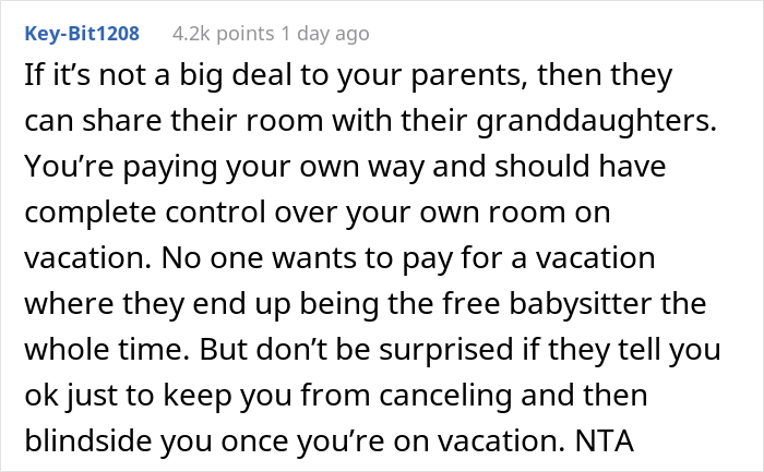 &ldquo;[Would I Be The Jerk] If I Cancelled My Vacation Ticket Because My Family Wants Me To Share A Room With My Nieces?&rdquo;