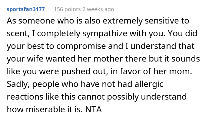 "Am I The Jerk For Asking My MIL To Leave Our Wedding Because Her Perfume Was Bothering Me?"