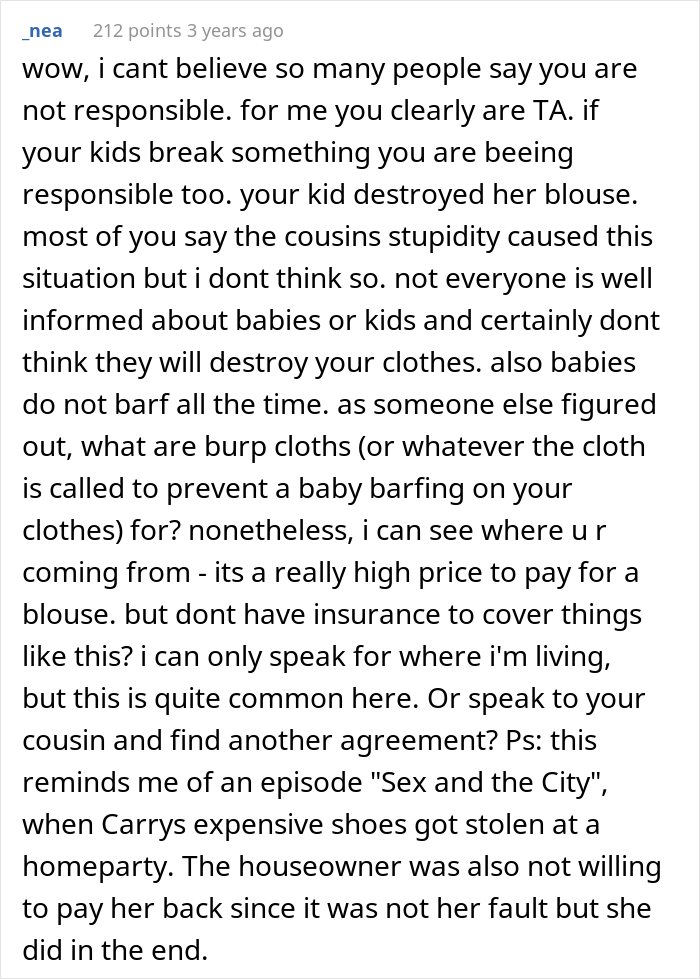 Baby Vomits On A £1,800 Top, Mom Refuses To Pay For It, People Are Divided Over Who's Right Baby Vomits On A £1,800 Top, Mom Refuses To Pay For It, People Are Divided Over Who's Right