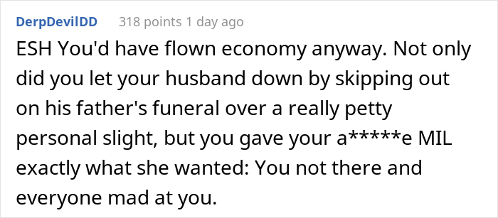"He Was Crying The Whole Ride To The Airport": Husband Calls Wife Pathetic And Cruel After She Skipped FIL's Funeral Because MIL Bought Her An Economy Ticket "He Was Crying The Whole Ride To The Airport": Husband Calls Wife Pathetic And Cruel After She Skipped FIL's Funeral Because MIL Bought Her An Economy Ticket