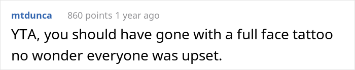 Comment criticizing a medical tattoo decision for a mom's son.