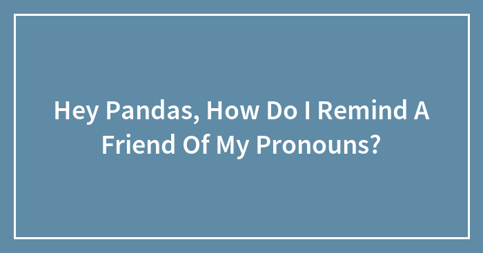 Hey Pandas, How Do I Remind A Friend Of My Pronouns?