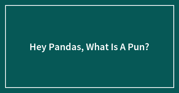 Hey Pandas, What Is A Pun? (Closed)
