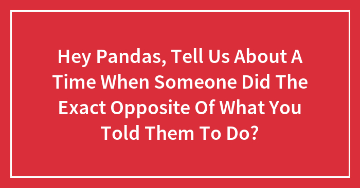 Hey Pandas, Tell Us About A Time When Someone Did The Exact Opposite Of What You Told Them To Do!