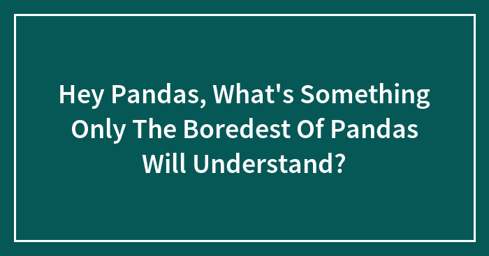 Hey Pandas, What’s Something Only The Boredest Of Pandas Will Understand?
