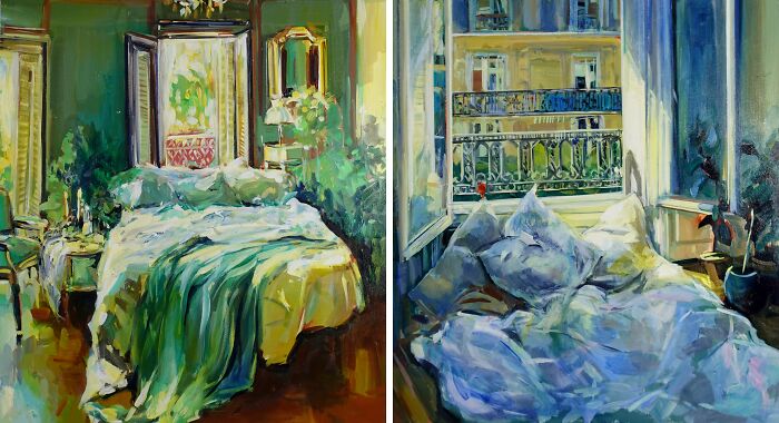 I Painted Messy Bedrooms For Years And Now They Are Exhibited At A Gallery In Paris, France (10 Pics)