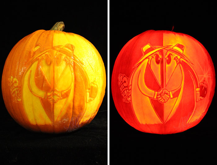 Spy vs. Spy. Hand Carved Pumpkin By Me About 20 Minutes Ago