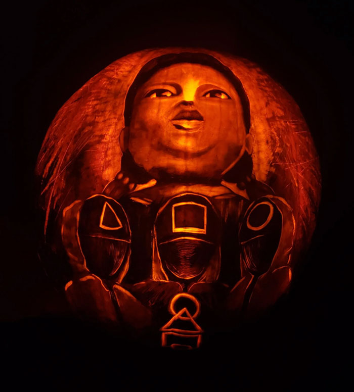 Carved This Squid Game Pumpkin