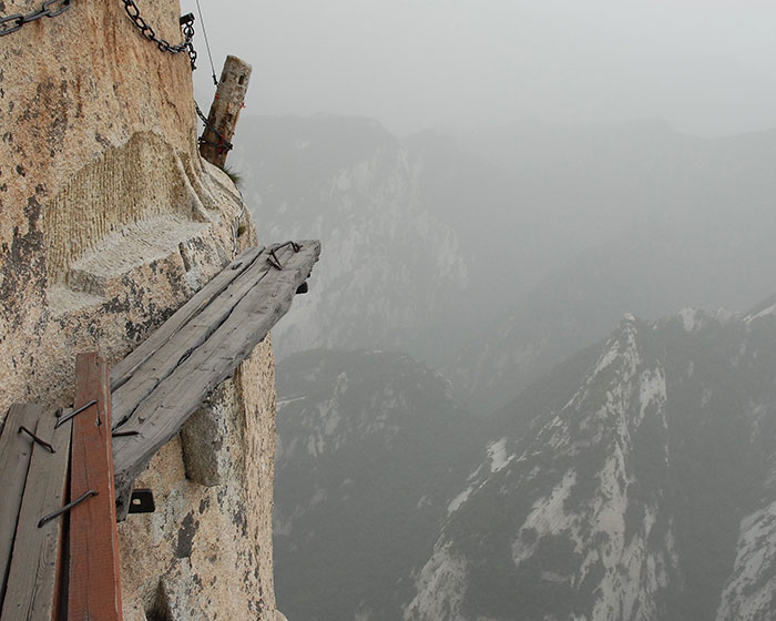 Mount Hua Shan dangerous wooden mountain path
