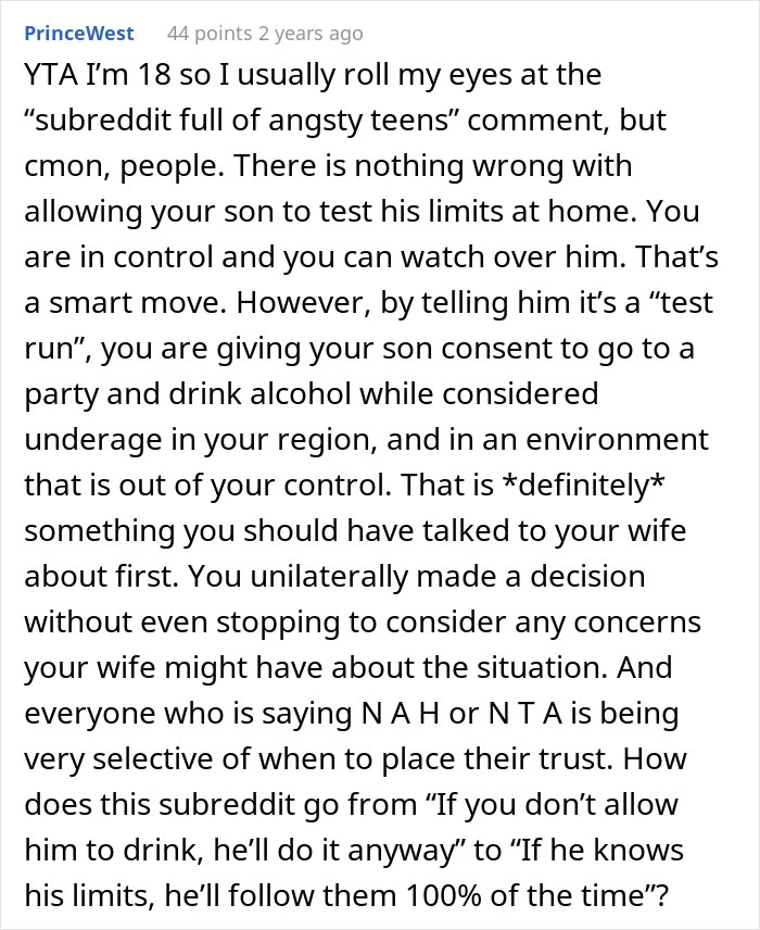 Dad Lets His Underage Son Get Drunk As A 'Test Run', Asks If It Was A Bad Idea After Wife Loses It Dad Lets His Underage Son Get Drunk As A 'Test Run', Asks If It Was A Bad Idea After Wife Loses It