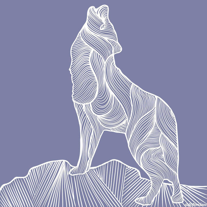 Line art of a howling wolf, perfect for drawing prompts inspiration.