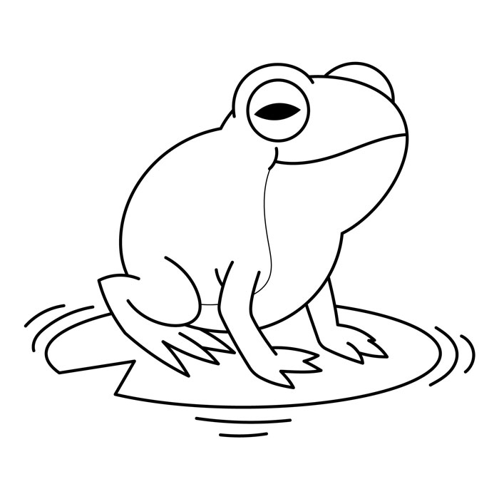 Line drawing of a frog on a lily pad, a great drawing prompt for artists lacking ideas.