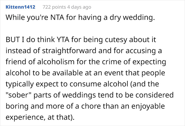 “He Flipped Out On Me And I Took His Invitation Back”: Bride-To-Be Organizes A ‘Dry’ Wedding, Outrages One Of Her Guests “He Flipped Out On Me And I Took His Invitation Back”: Bride-To-Be Organizes A ‘Dry’ Wedding, Outrages One Of Her Guests