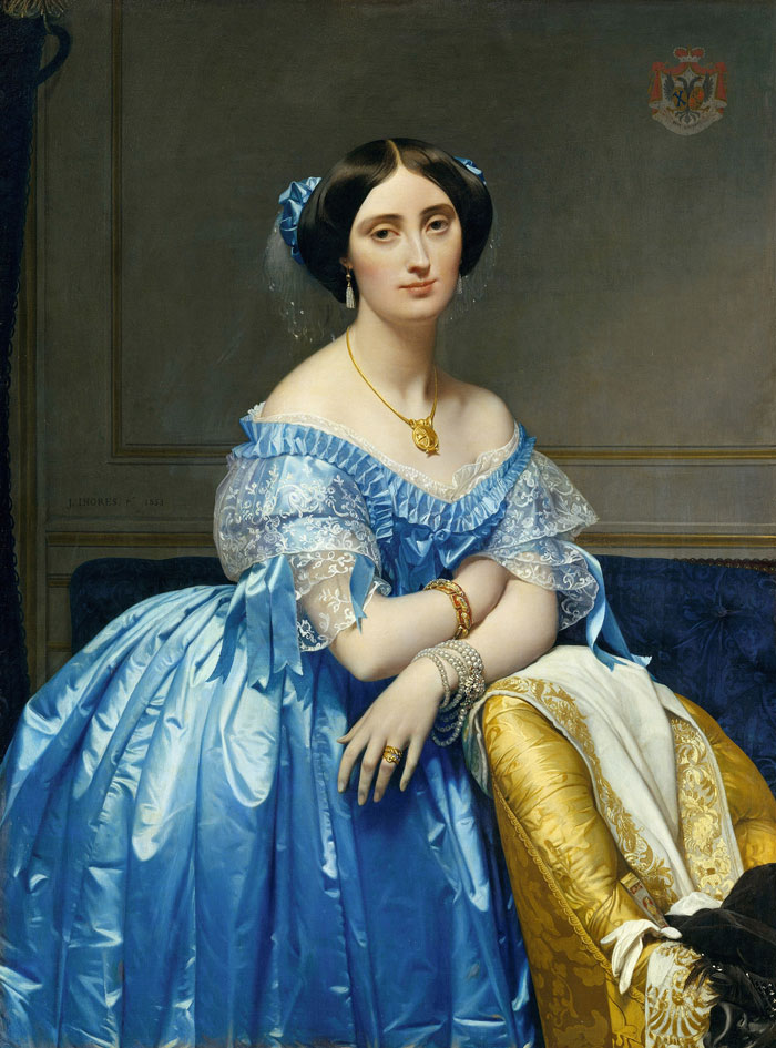 Portrait painting of a woman in a blue dress, exemplifying historical importance in art.