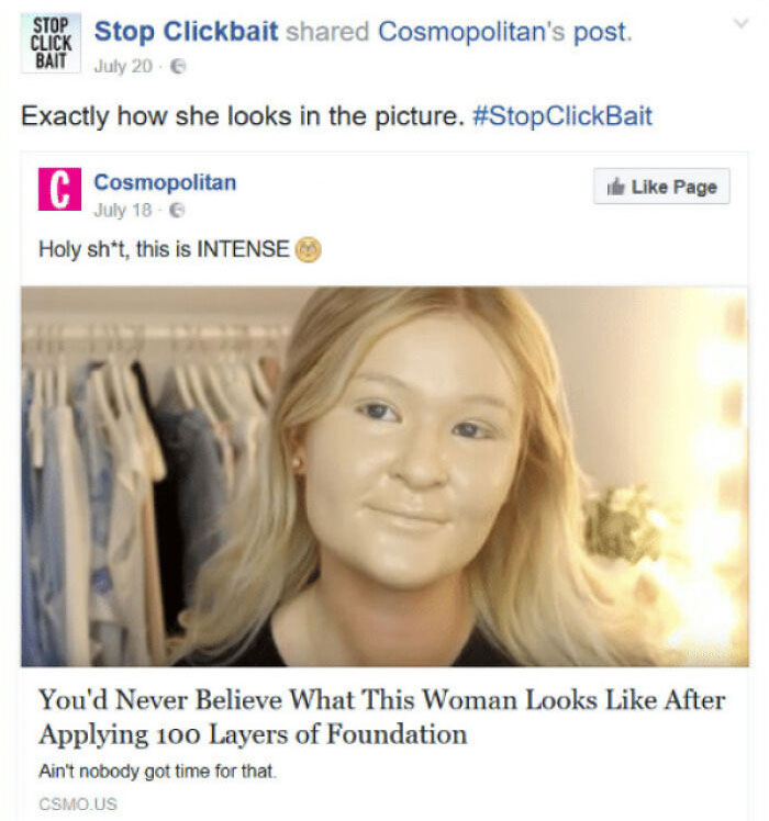 Clickbaiting, But Showing The Result