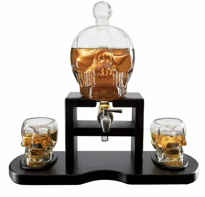 Skull Skeleton Wine & Whiskey Decanter Set