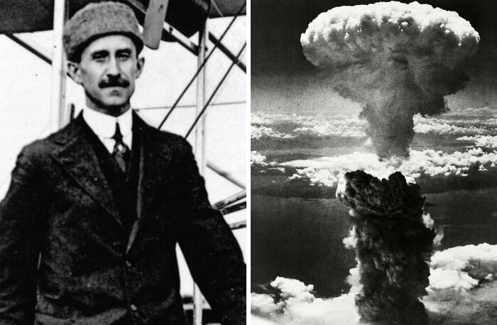 Orville Wright, uno de los dos inventores del avión, todavía vivía cuando bombardearon Hiroshima y Nagasaki en 1945. Él falleció en 1948
