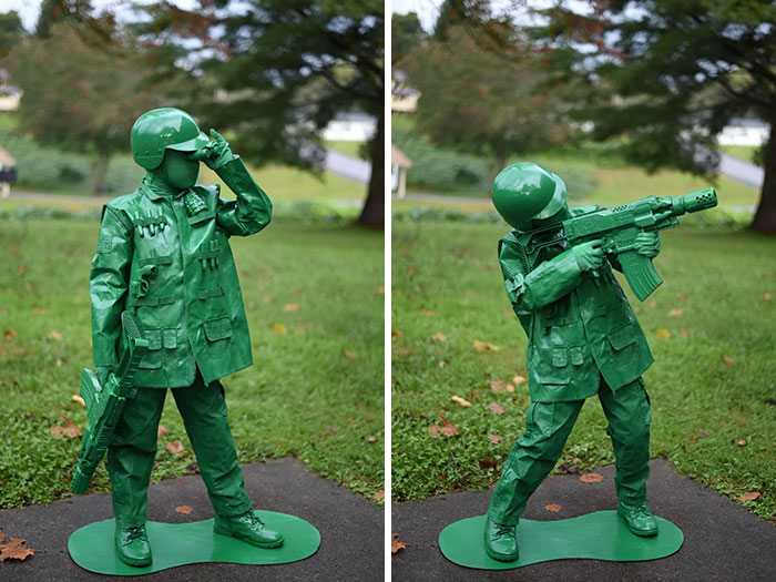 6 Cans Of Spray Paint Later And My Son Looks Just Like A Plastic Green Army Man