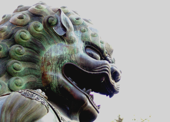 Metal statue of Nian 