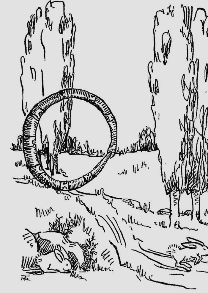 Painting of a Hoop Snake in a forest 