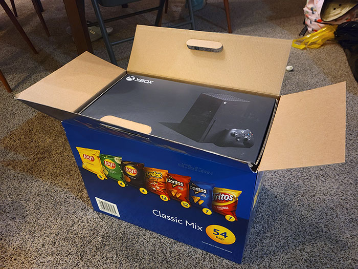 Secret Gift. Xbox In Chips Box